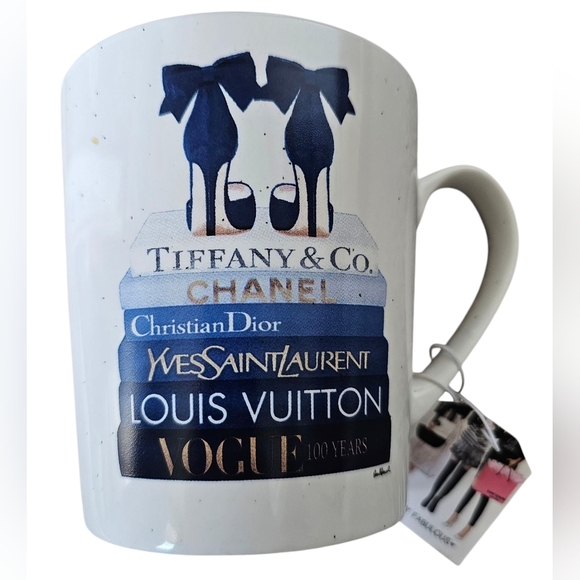 Amanda Greenwood Designer Mug with Blue and White Accents, New With Tags! - Picture 1 of 3